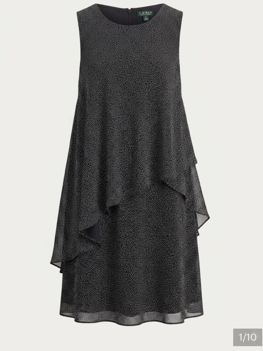 Lauren Ralph Lauren Black Layered Dot Midi Dress